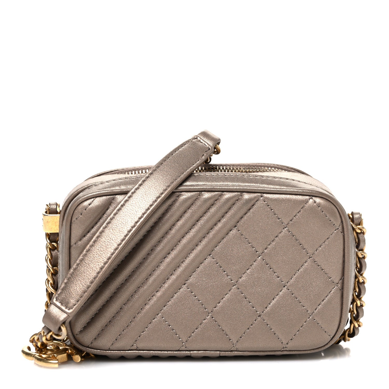 Chanel Metallic Lambskin Mini Coco Boy Camera Case Dark Gold 1 of 10