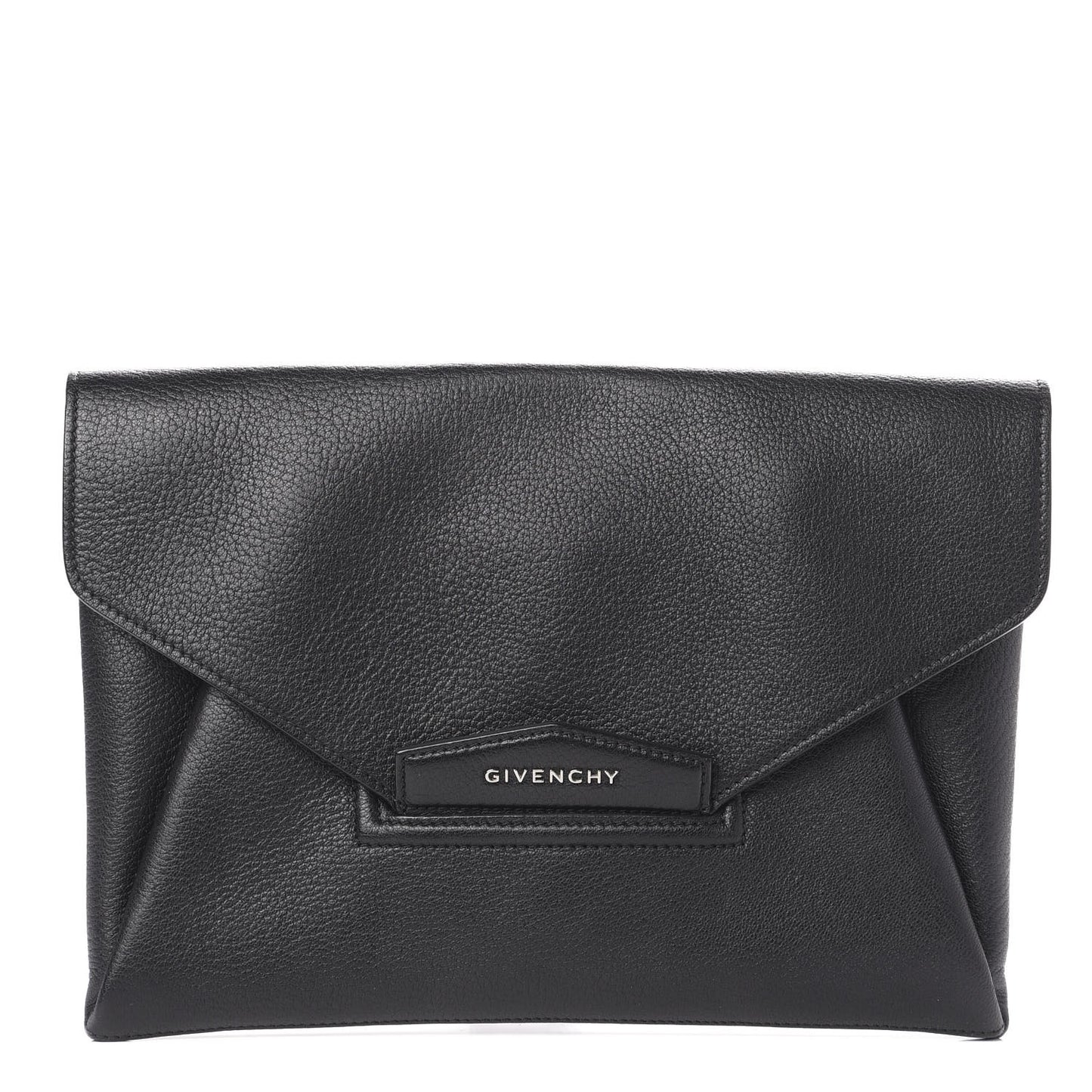 Sugar Goatskin Medium Antigona Envelope Clutch Black