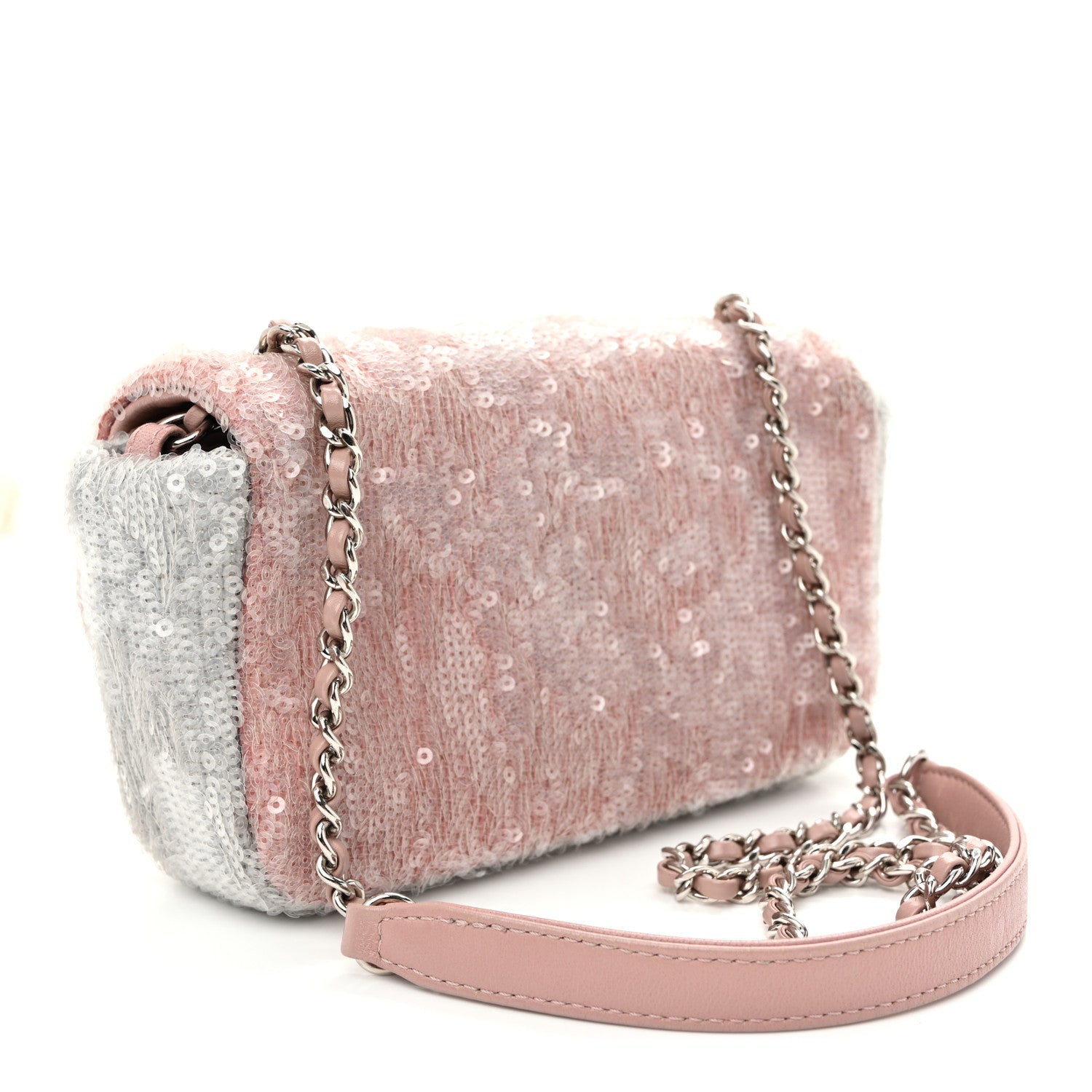 Chanel Sequin Mini Waterfall Flap Pink Blue Yellow 3 of 10
