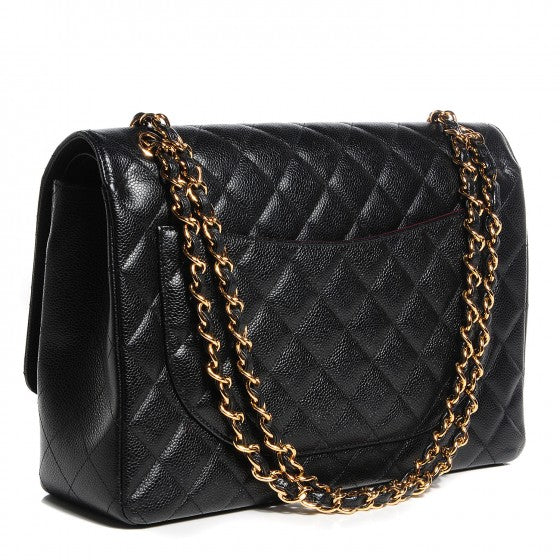 Caviar Quilted Maxi Double Flap Black