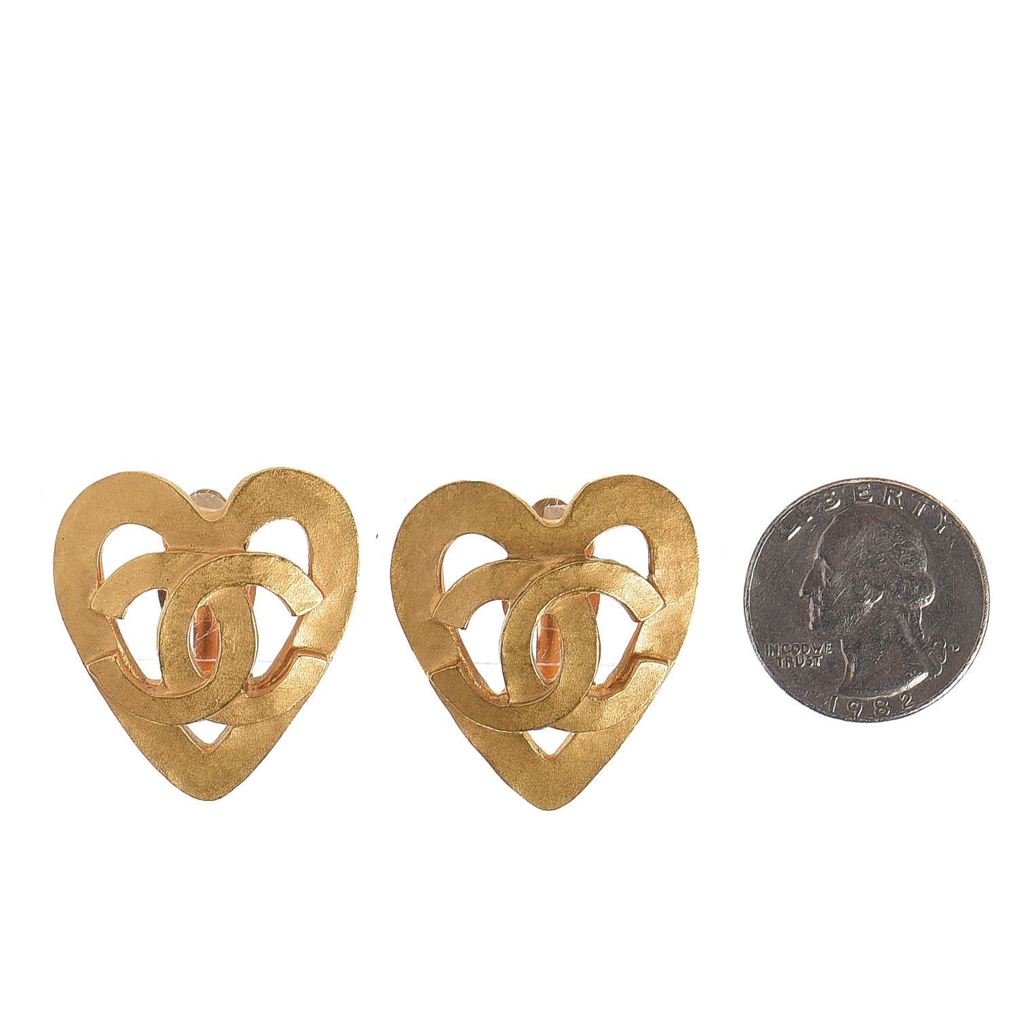CC Heart Clip On Earrings Gold