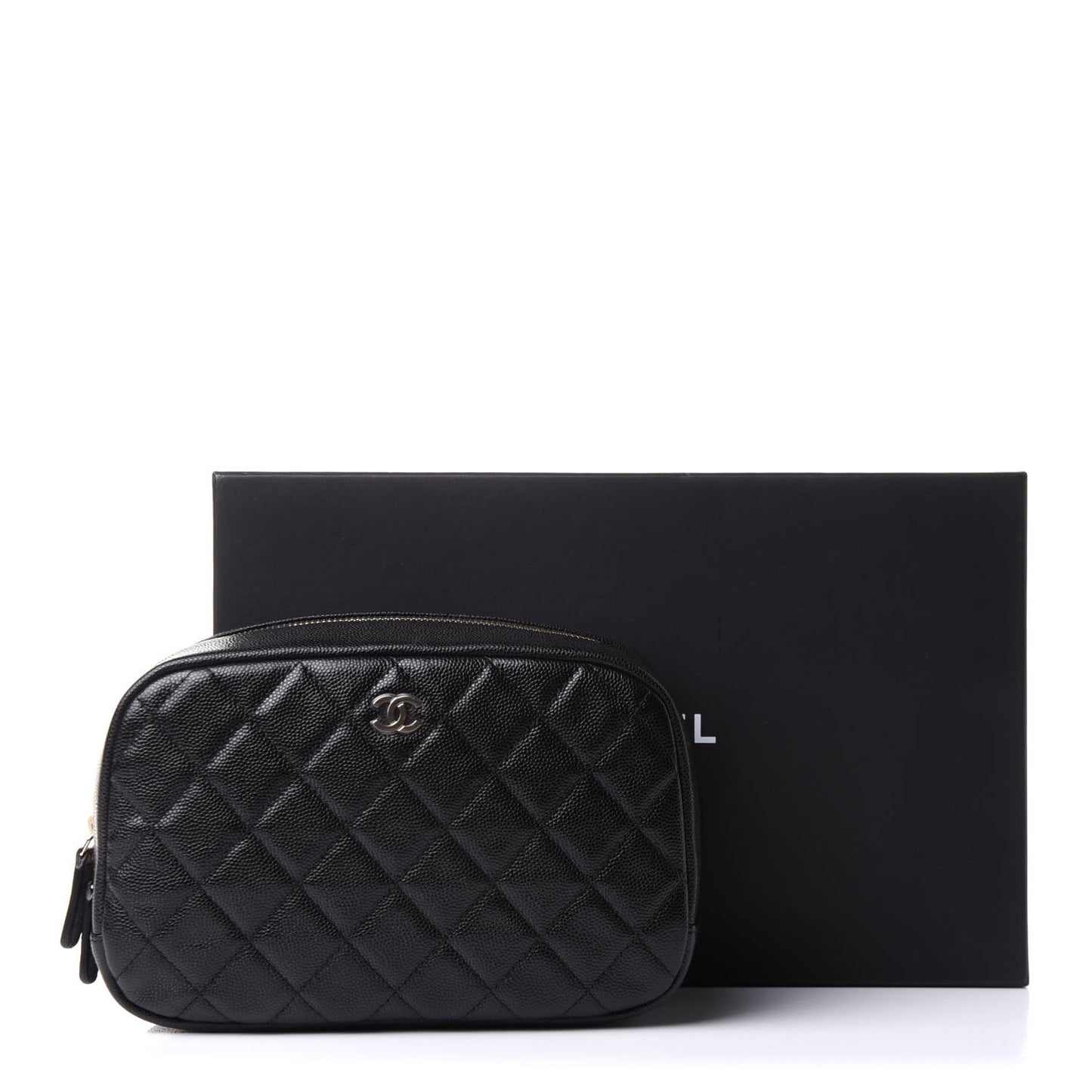 Caviar Quilted Curvy Pouch Cosmetic Case Black