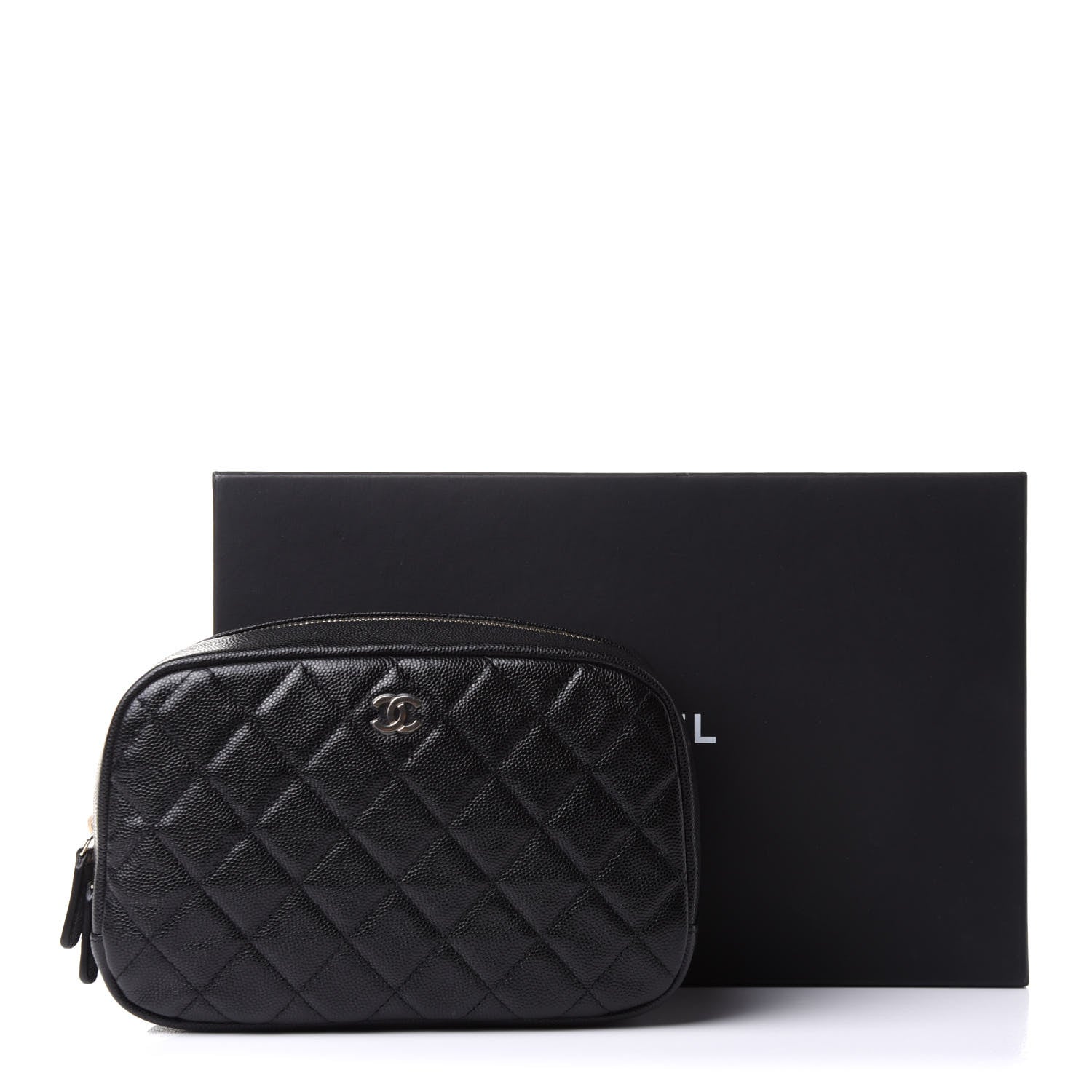 Chanel Caviar Quilted Curvy Pouch Cosmetic Case Black 11 of 11