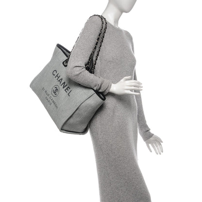Chanel Canvas Large Deauville Tote Grey 2 of 7