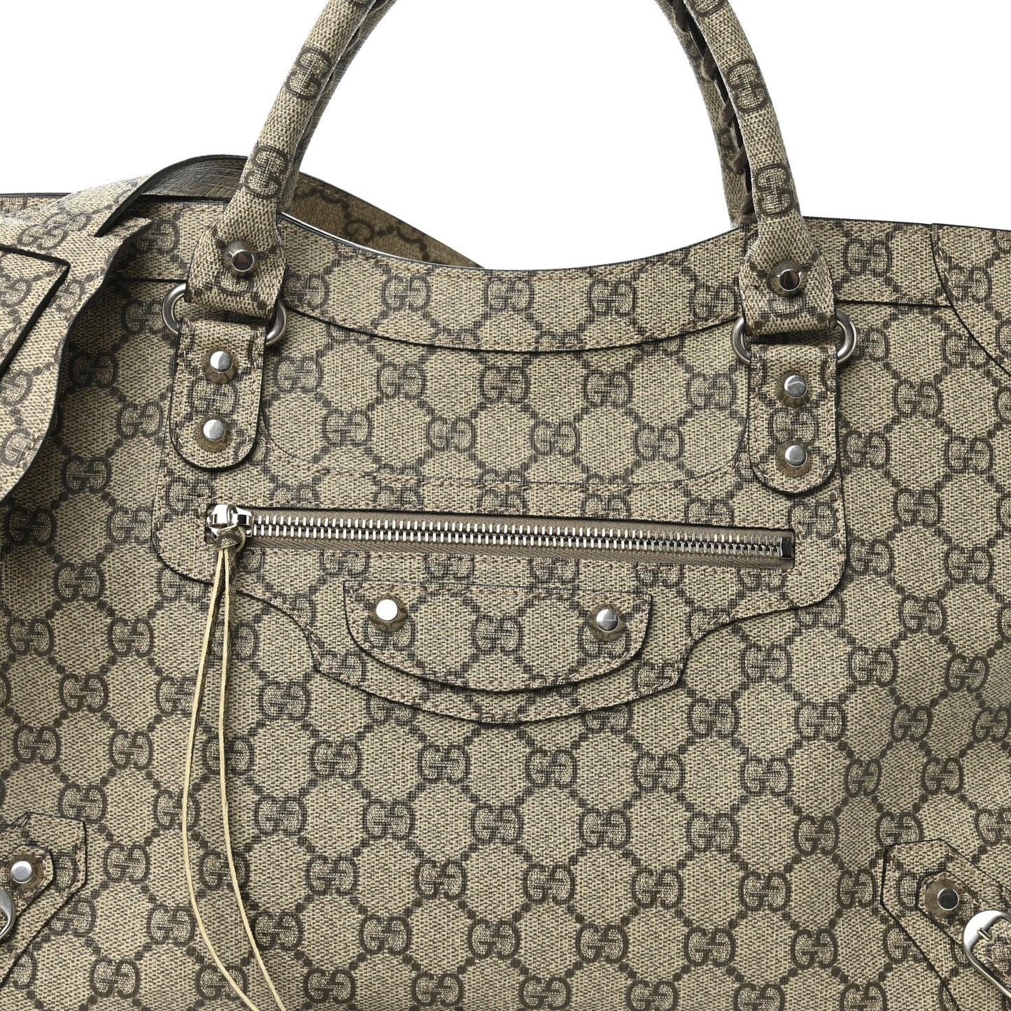 X GUCCI GG Supreme Monogram Neo Classic Silver Hardware City Beige Ebony