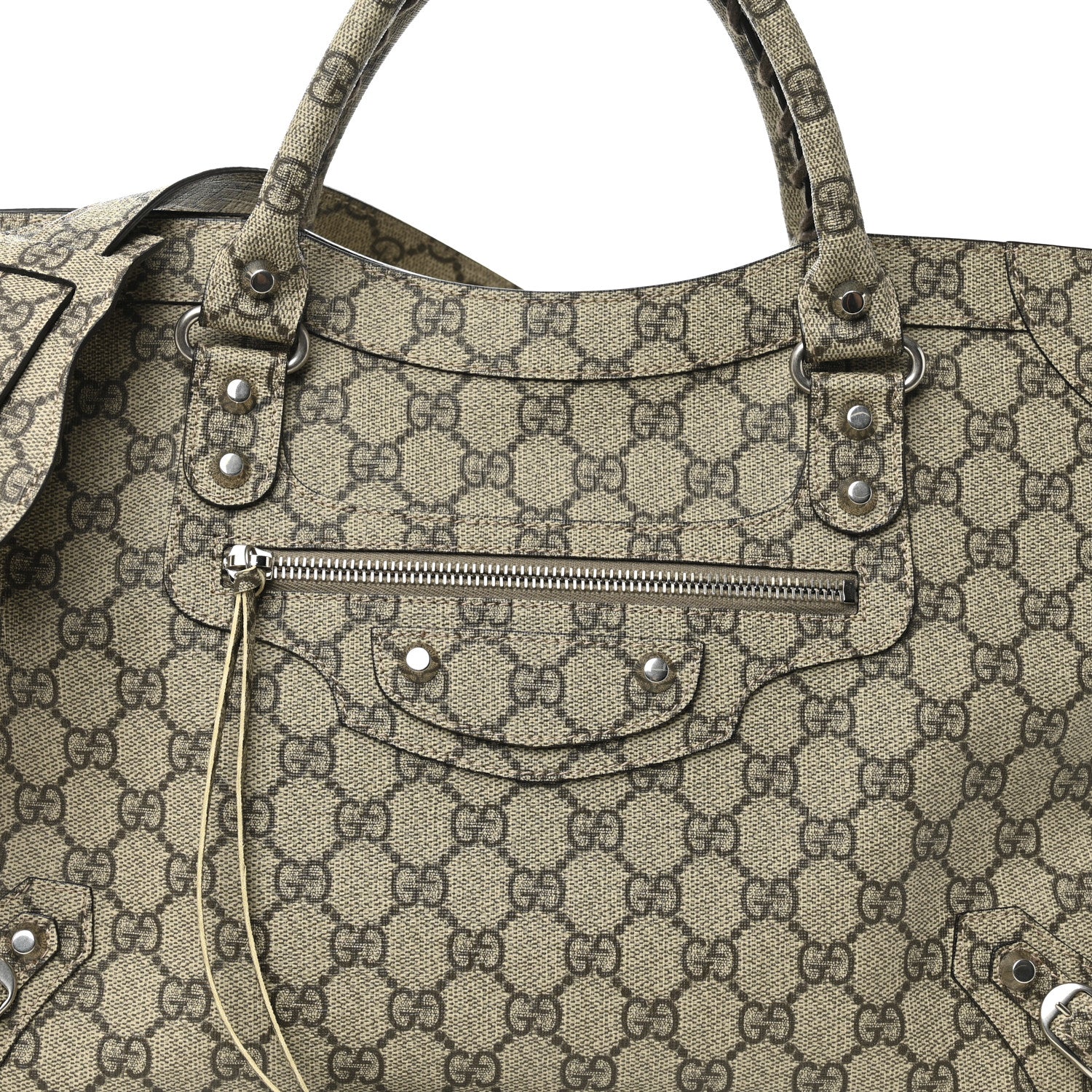 Balenciaga X GUCCI GG Supreme Monogram Neo Classic Silver Hardware City Beige Ebony 7 of 9