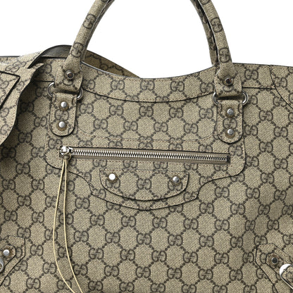 Balenciaga X GUCCI GG Supreme Monogram Neo Classic Silver Hardware City Beige Ebony 7 of 9