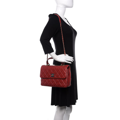 Chanel Lambskin Quilted Medium Trendy CC Flap Dual Handle Bag Red 2 of 14