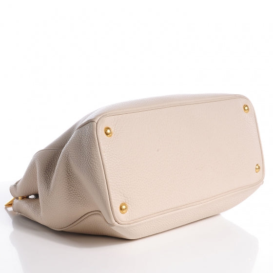Vitello Daino Large Double Zip Tote Talco