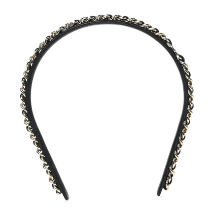 Chanel Metal Lambskin CC Chain Headband Gold Black 3 of 6