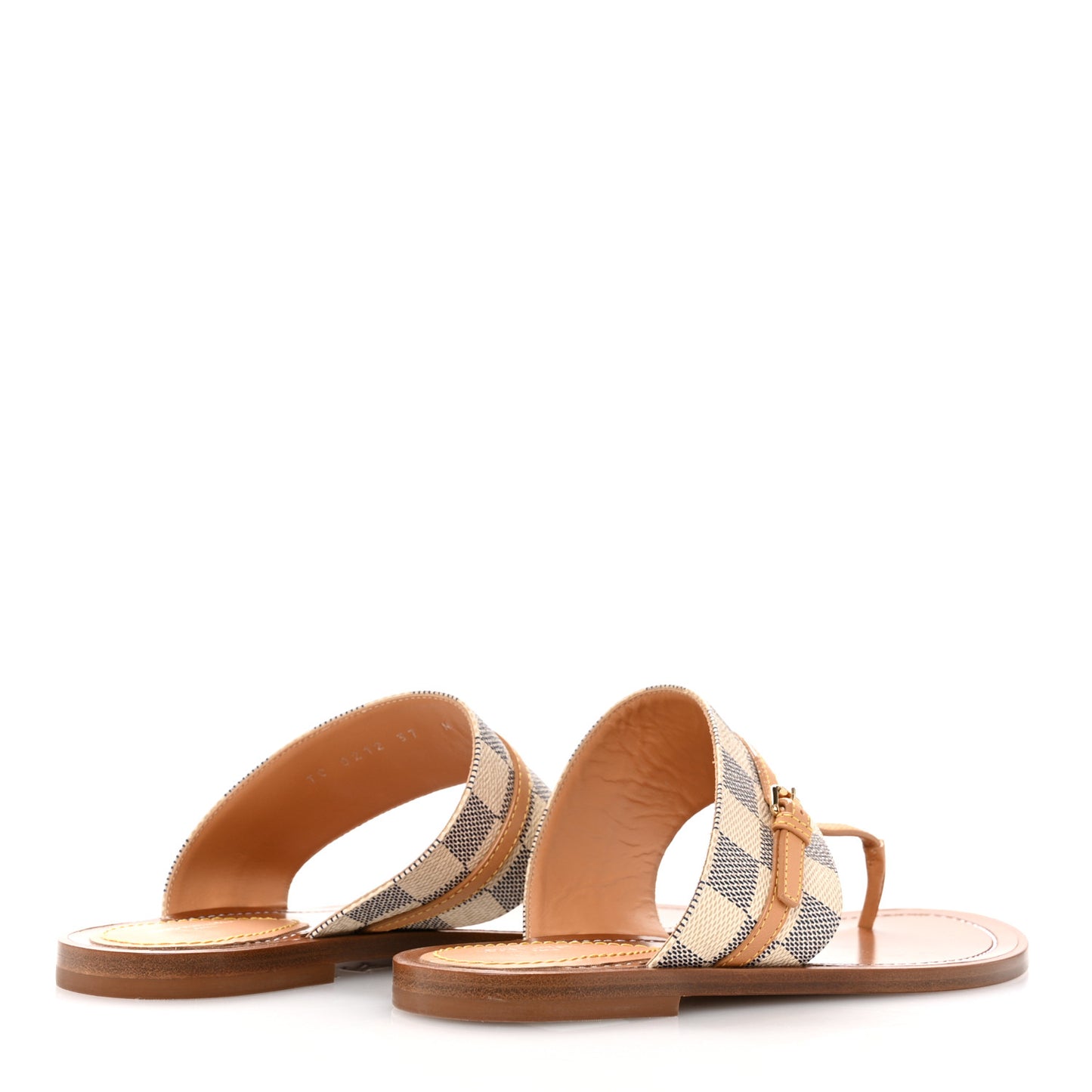 Damier Azur Palma Flat Thong Sandals 37