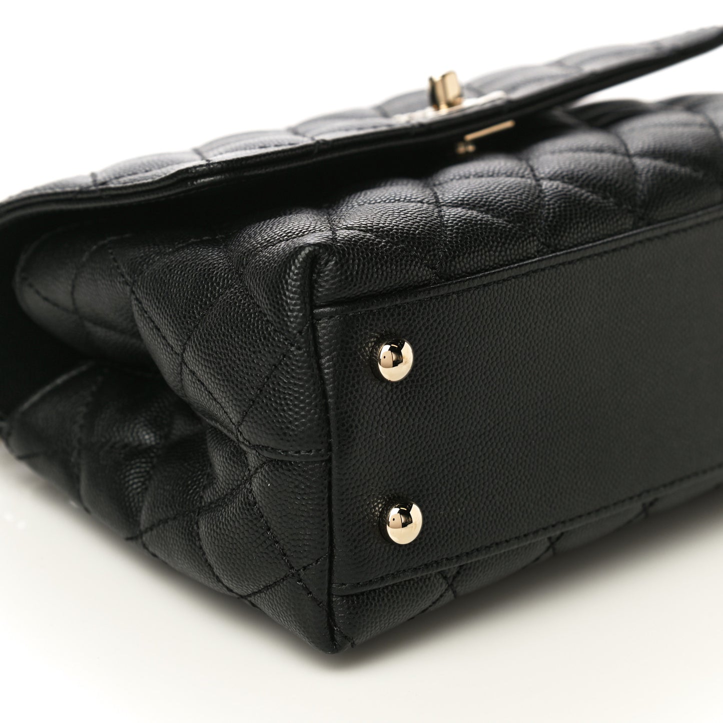 Caviar Quilted Mini Coco Handle Flap Black