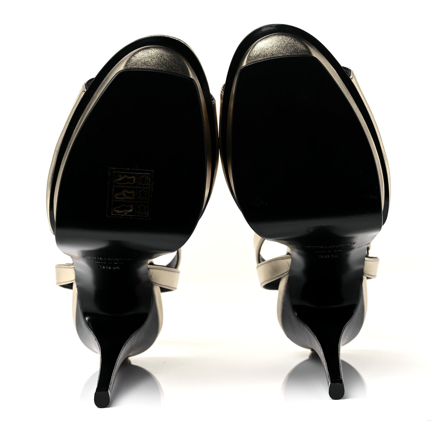 Calfskin Tribute 105 Open Toe Platform Sandals 38.5 Gold