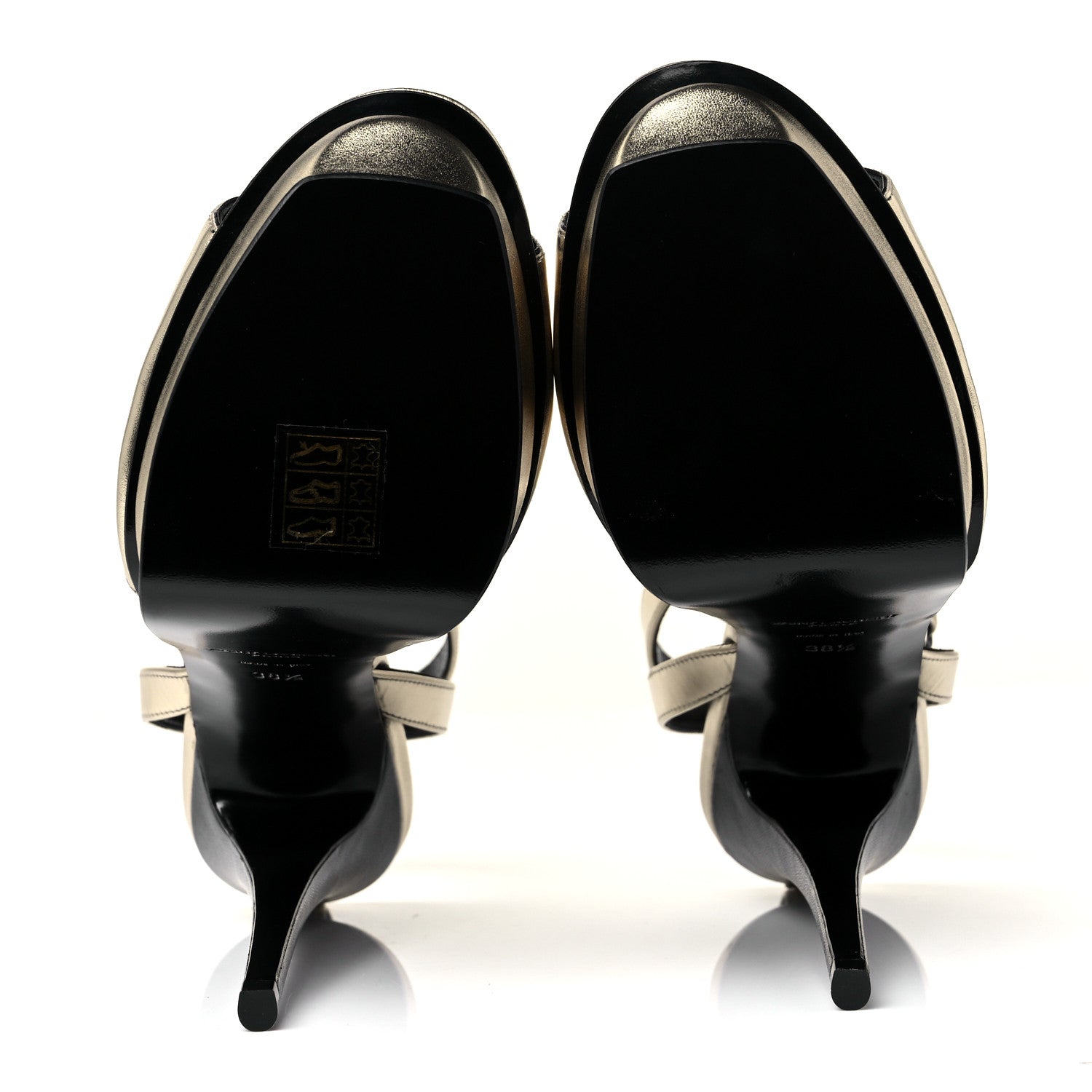 Saint Laurent Calfskin Tribute 105 Open Toe Platform Sandals 38.5 Gold 5 of 9