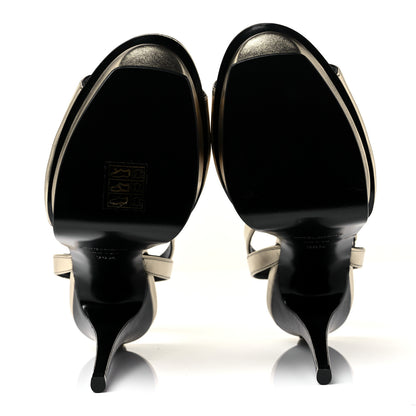 Saint Laurent Calfskin Tribute 105 Open Toe Platform Sandals 38.5 Gold 5 of 9