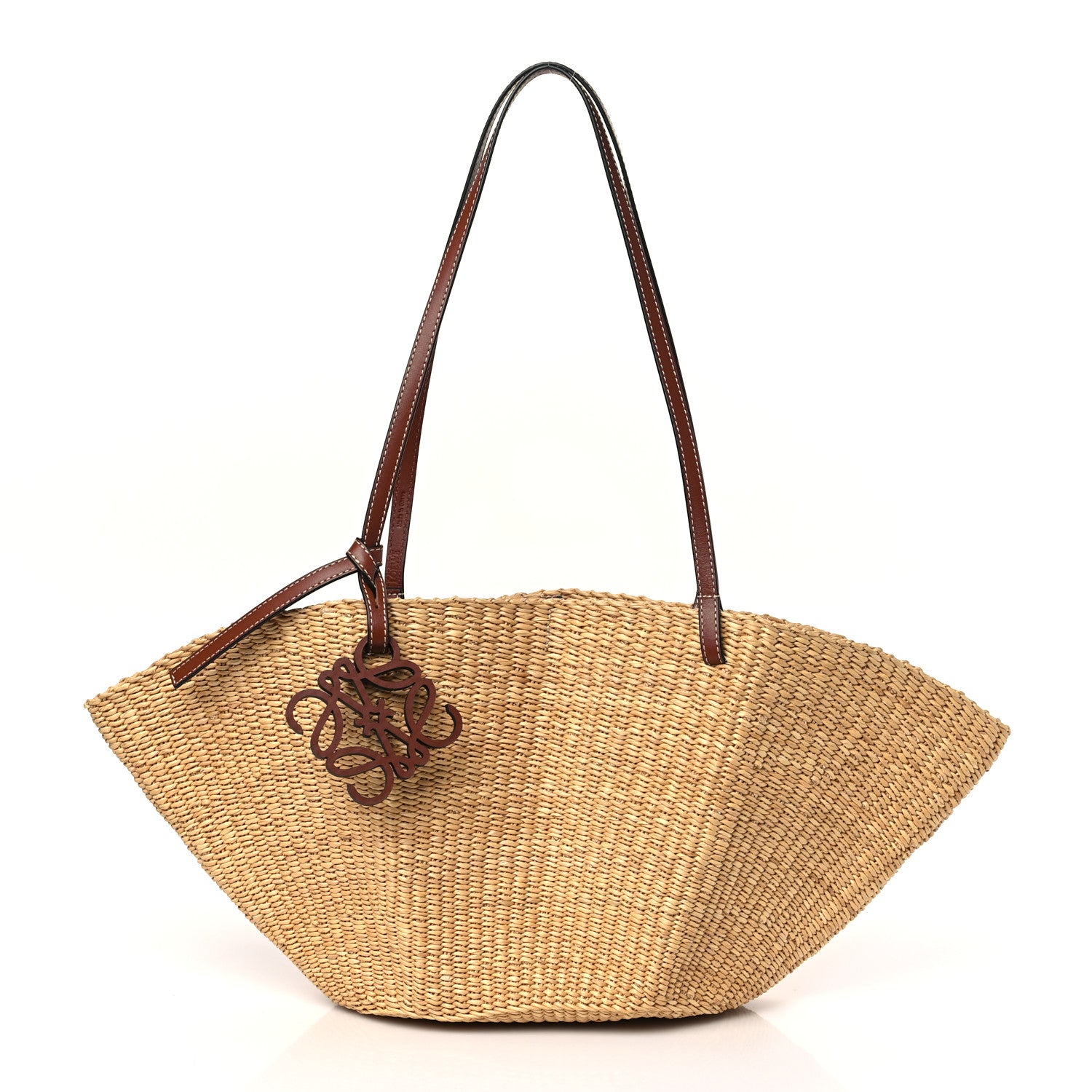 Loewe Calfskin Raffia Paulas Ibiza Small Basket Tote Bag Natural Tan 1 of 8