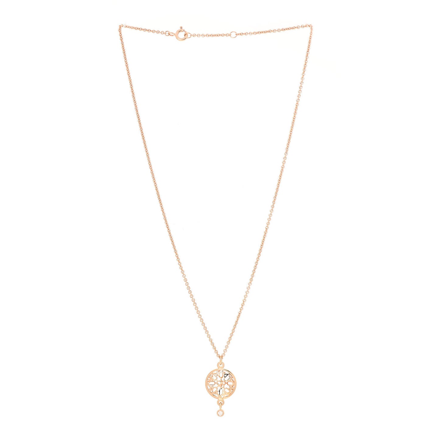 18K Rose Gold Diamond Chaine D'Ancre Passerelle Pendant Necklace