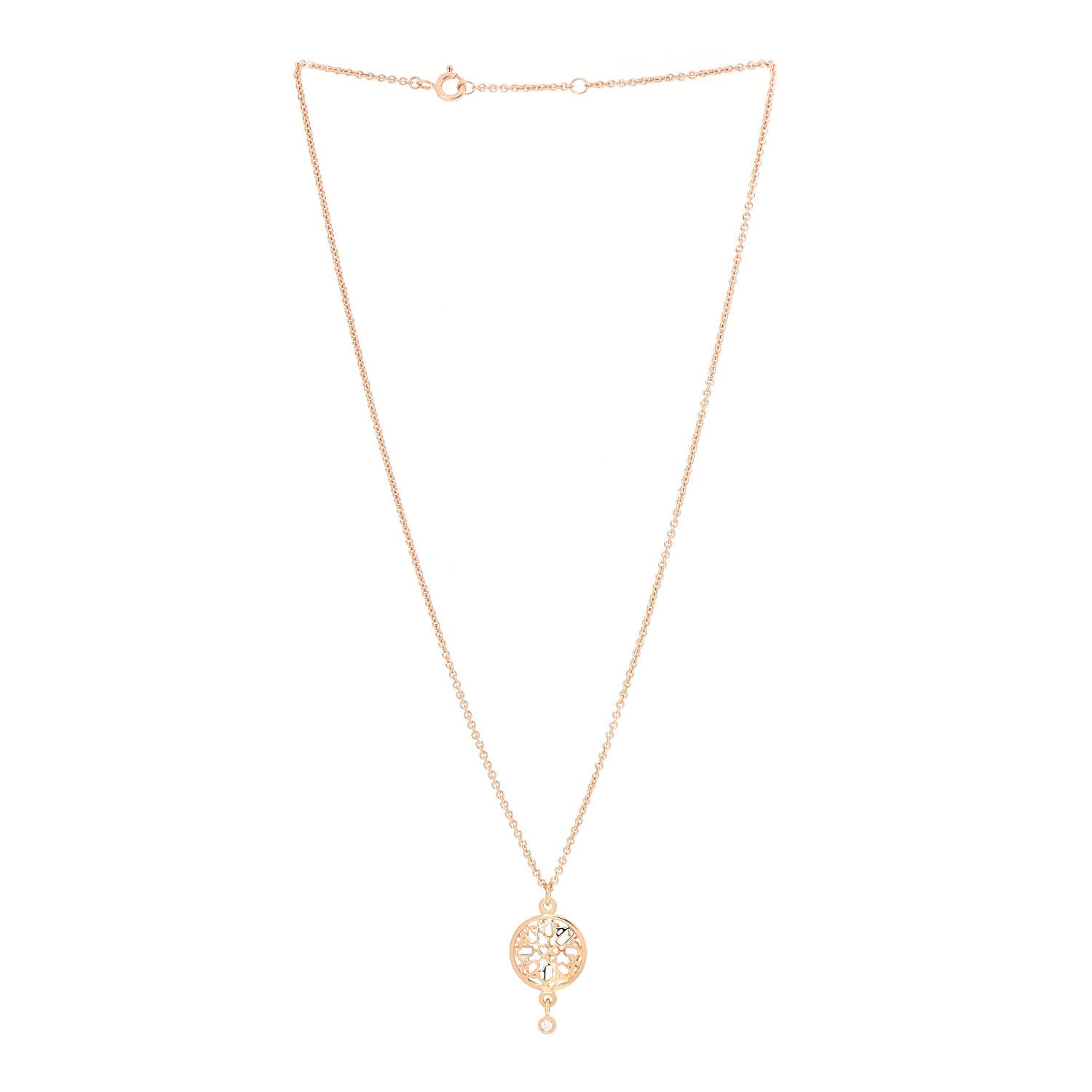 Hermes 18K Rose Gold Diamond Chaine D'Ancre Passerelle Pendant Necklace 3 of 6