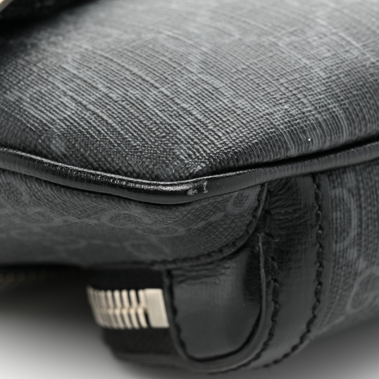 Gucci GG Supreme Monogram Textured Calfskin Retro Interlocking G Belt Bag Black 10 of 11