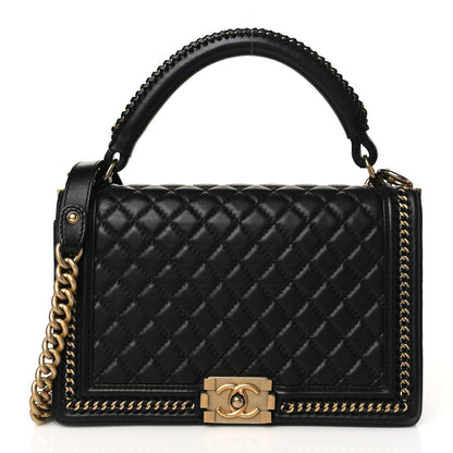 Chanel Calfskin Quilted New Medium Boy Top Handle Flap Black 1 of 10