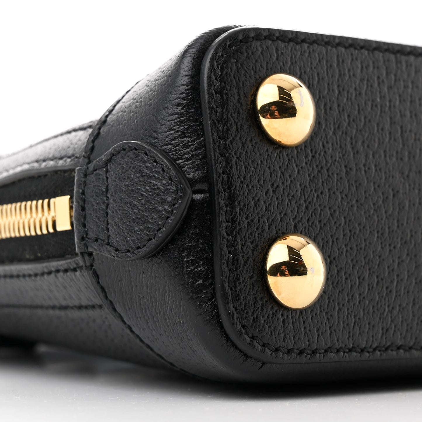 X ADIDAS Textured Dollar Calfskin Web Trefoil Mini Horsebit 1955 Top Handle Bag Black Off White