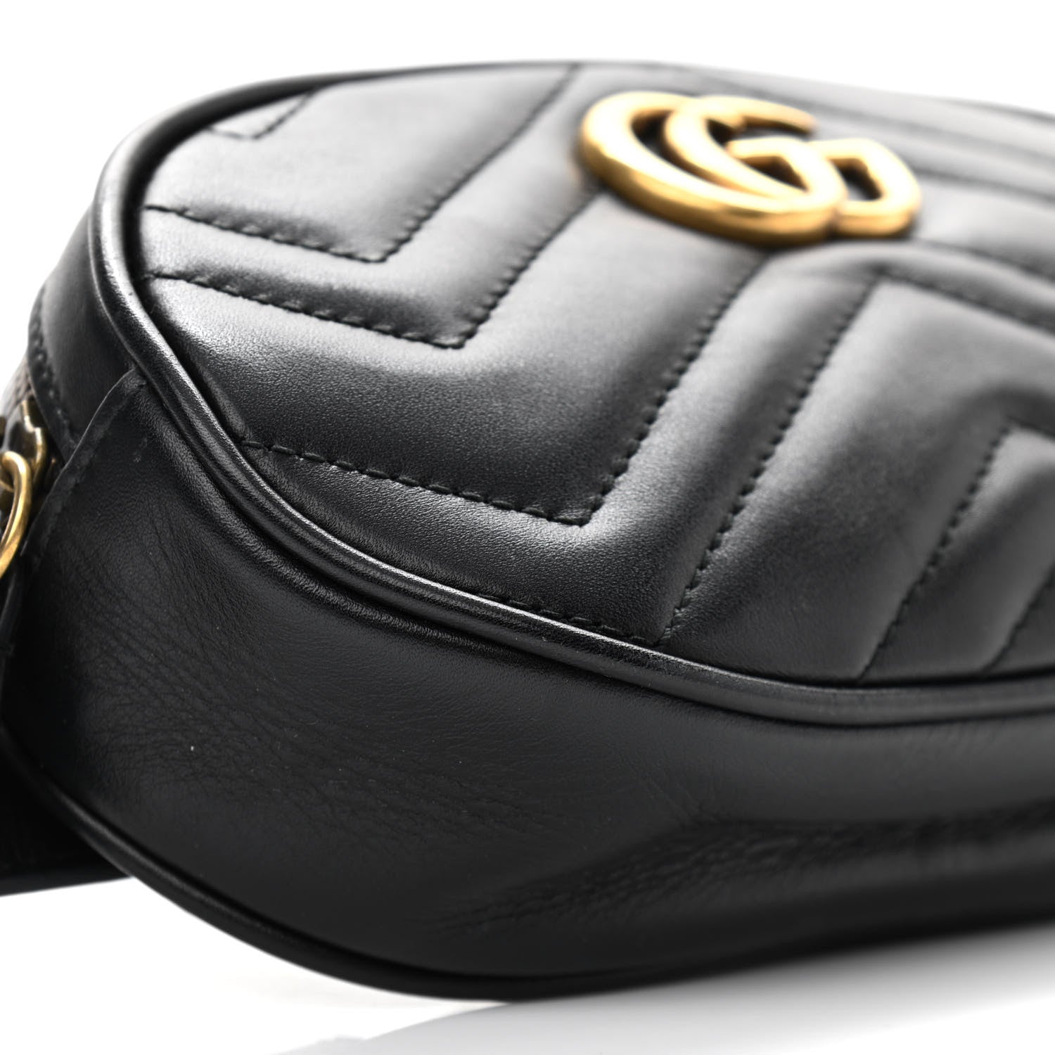 Gucci Calfskin Matelasse GG Marmont Belt Bag 95 38 Black 9 of 10