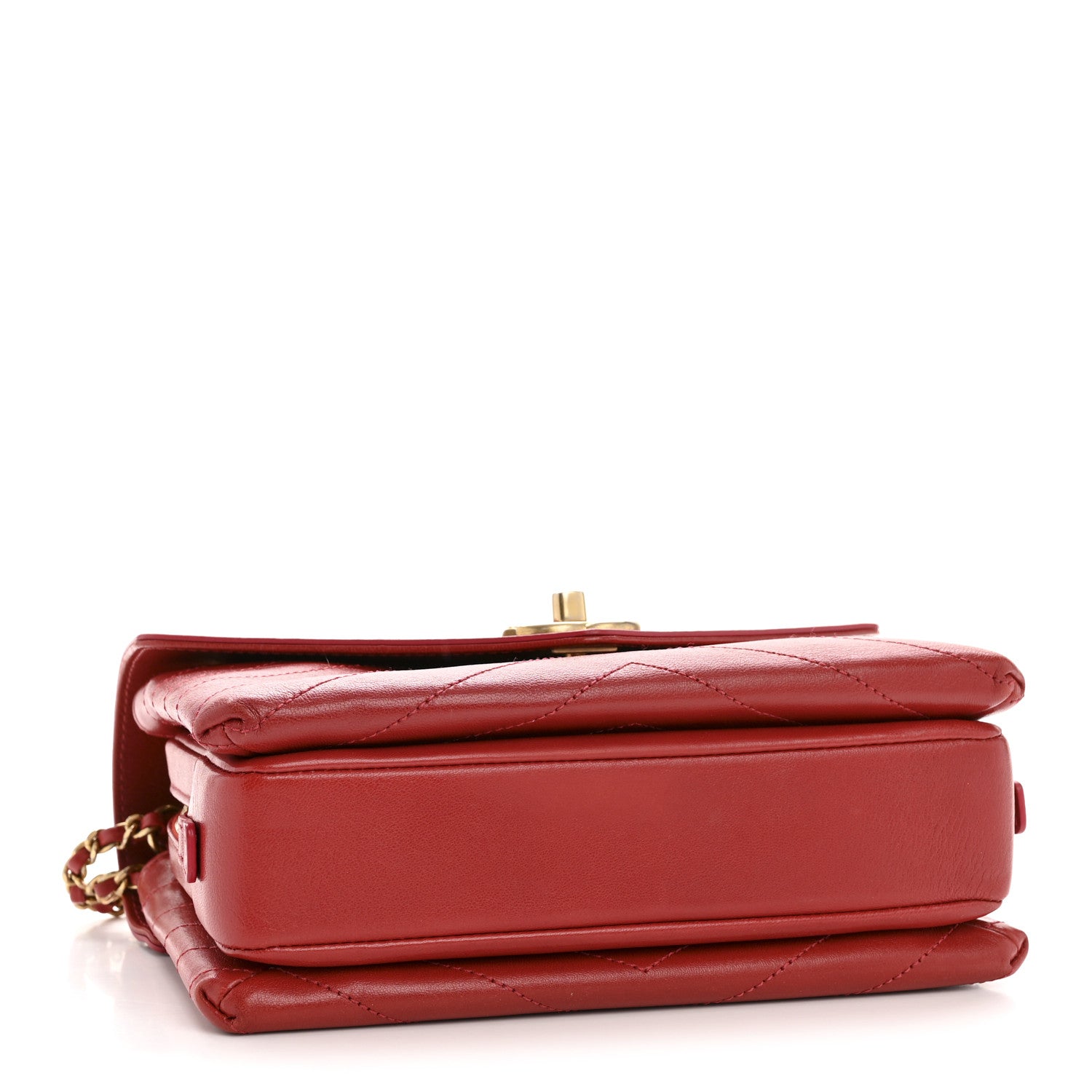 Chanel Lambskin Chevron Stitched Envelope Flap Bag Red 4 of 13