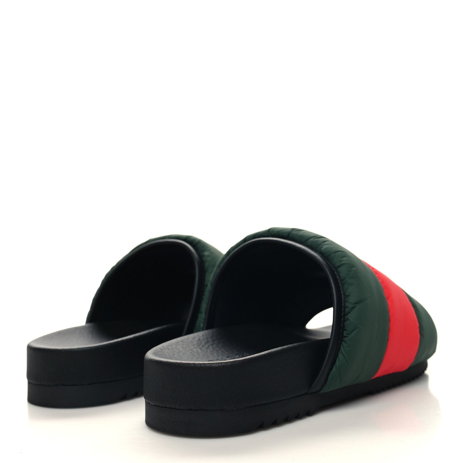 Gucci Nylon Web Womens Slide Sandals 37 Black Green Red 4 of 8