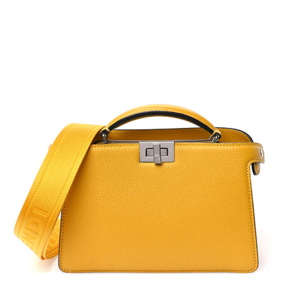 Fendi Cuoio Romano Vitello Cover Bi-Color Peekaboo I See U X Cross Satchel  Sunflower Stone Mimosa 1 of 13