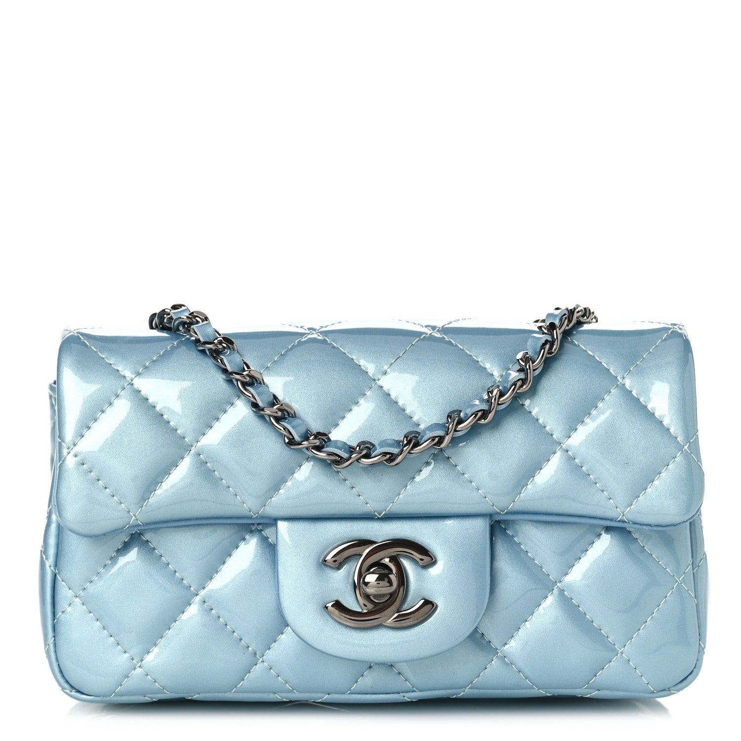 Chanel Patent Quilted Extra Mini Flap Light Blue 1 of 9