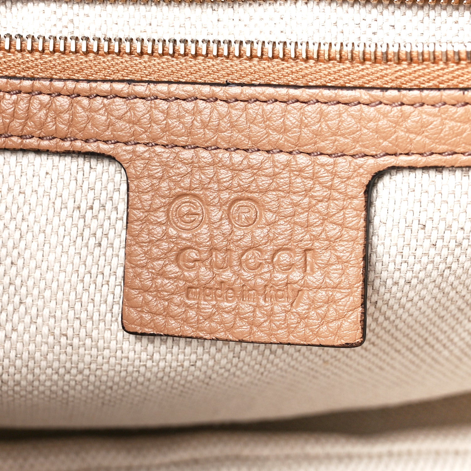 Gucci Pebbled Calfskin Medium Soho Flap Crossbody Camelia 6 of 12