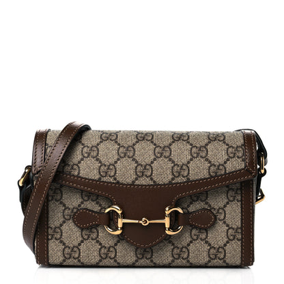 Gucci GG Supreme Monogram Mini Horsebit 1955 Shoulder Bag Beige Brown Sugar 1 of 9