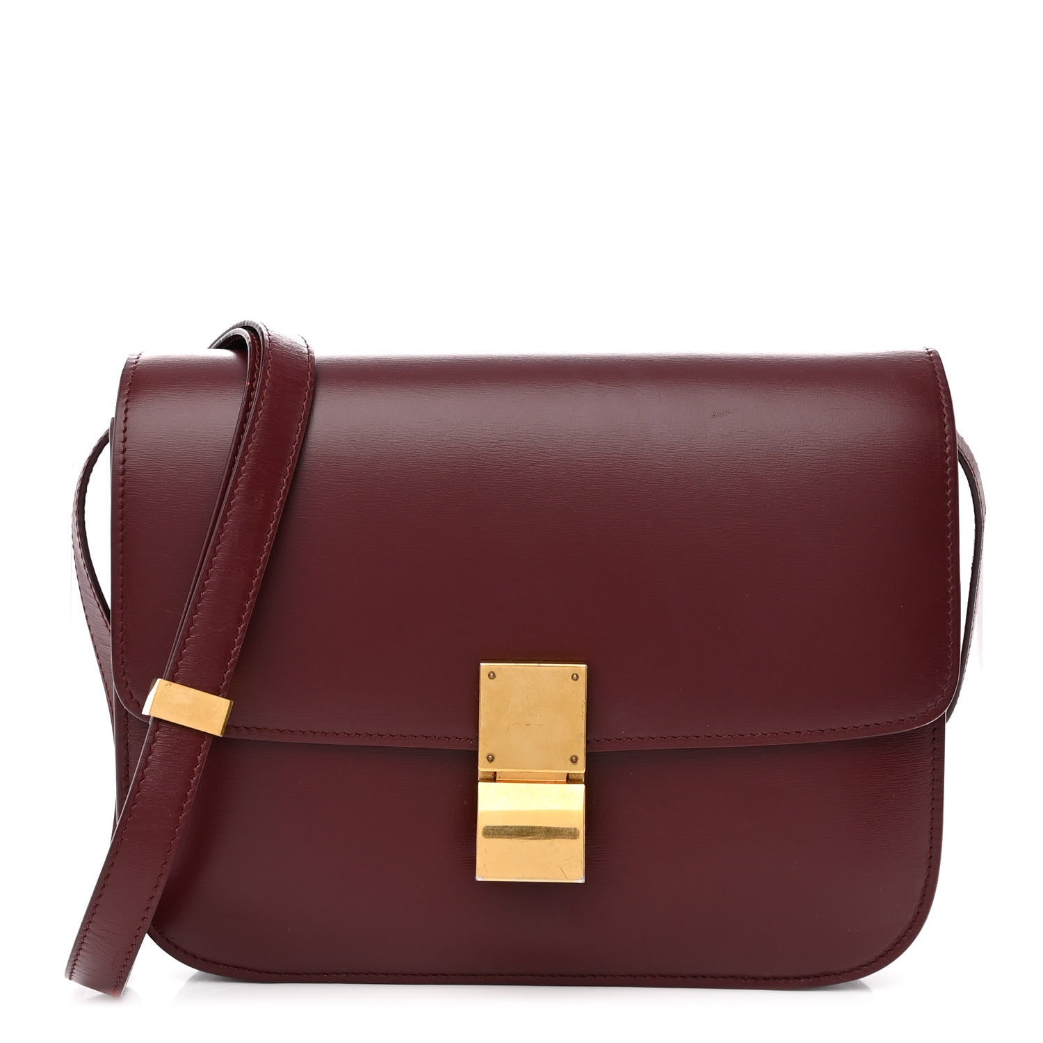 Celine Box Calfskin Medium Classic Box Flap Bag Burgundy 1 of 10