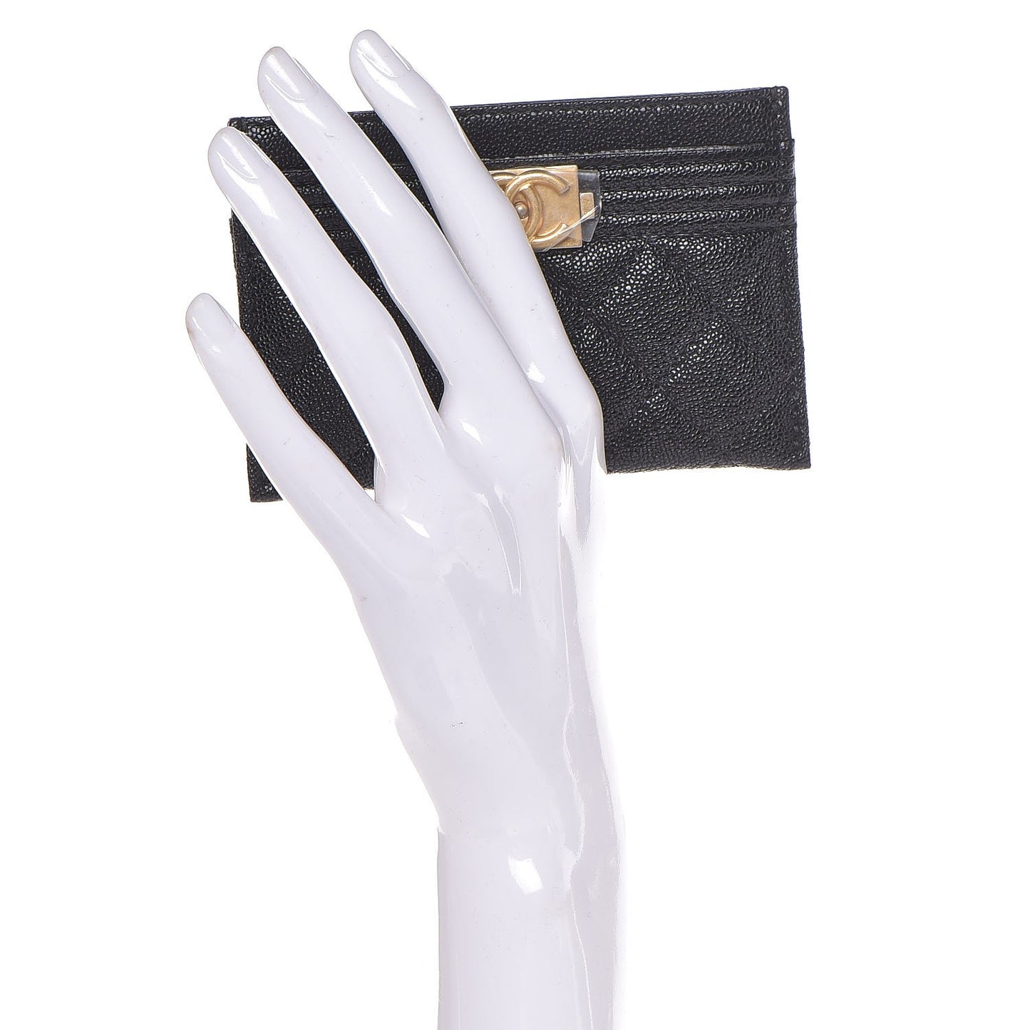 Caviar Quilted Boy Card Holder Black