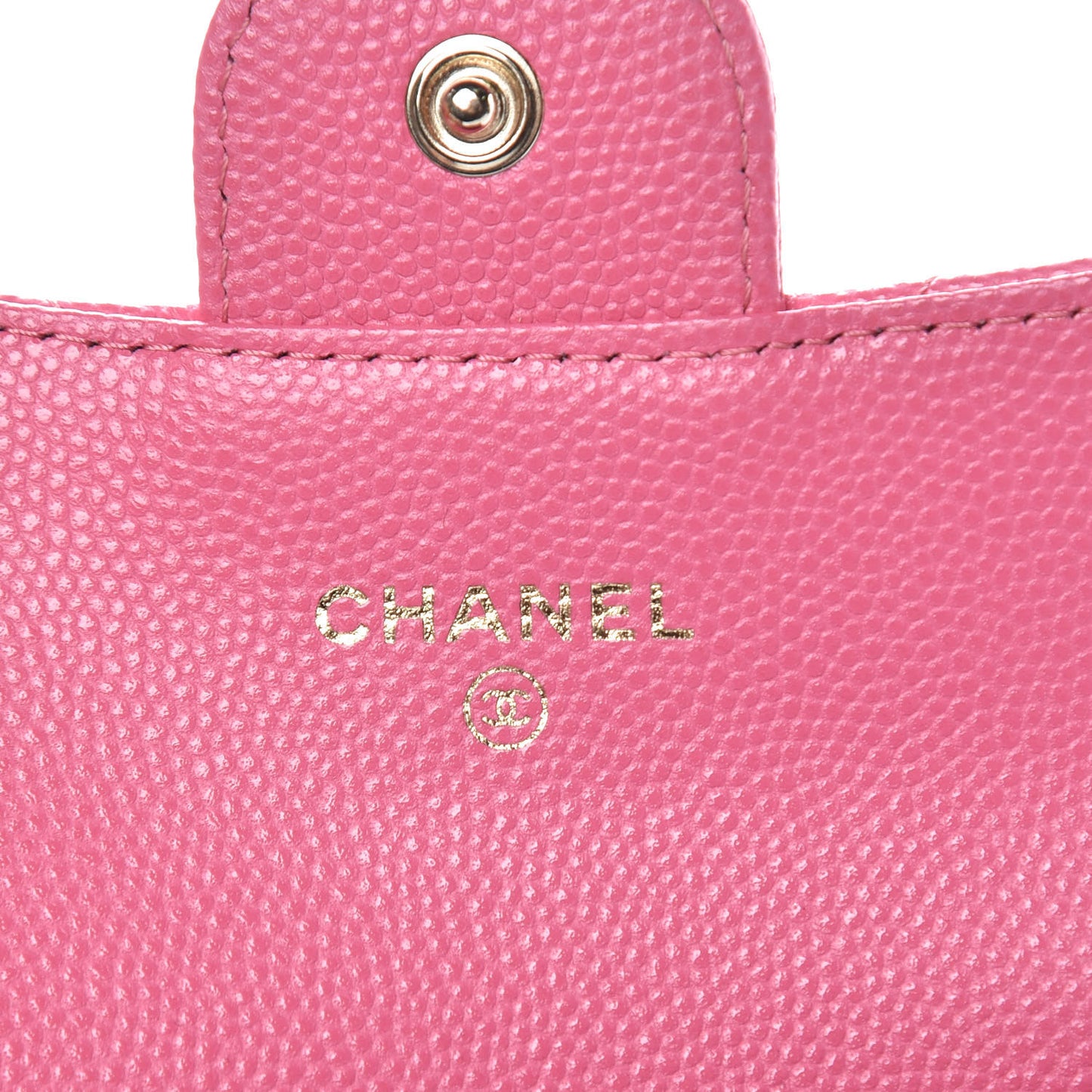 Caviar Quilted Flap Card Holder Wallet Pink