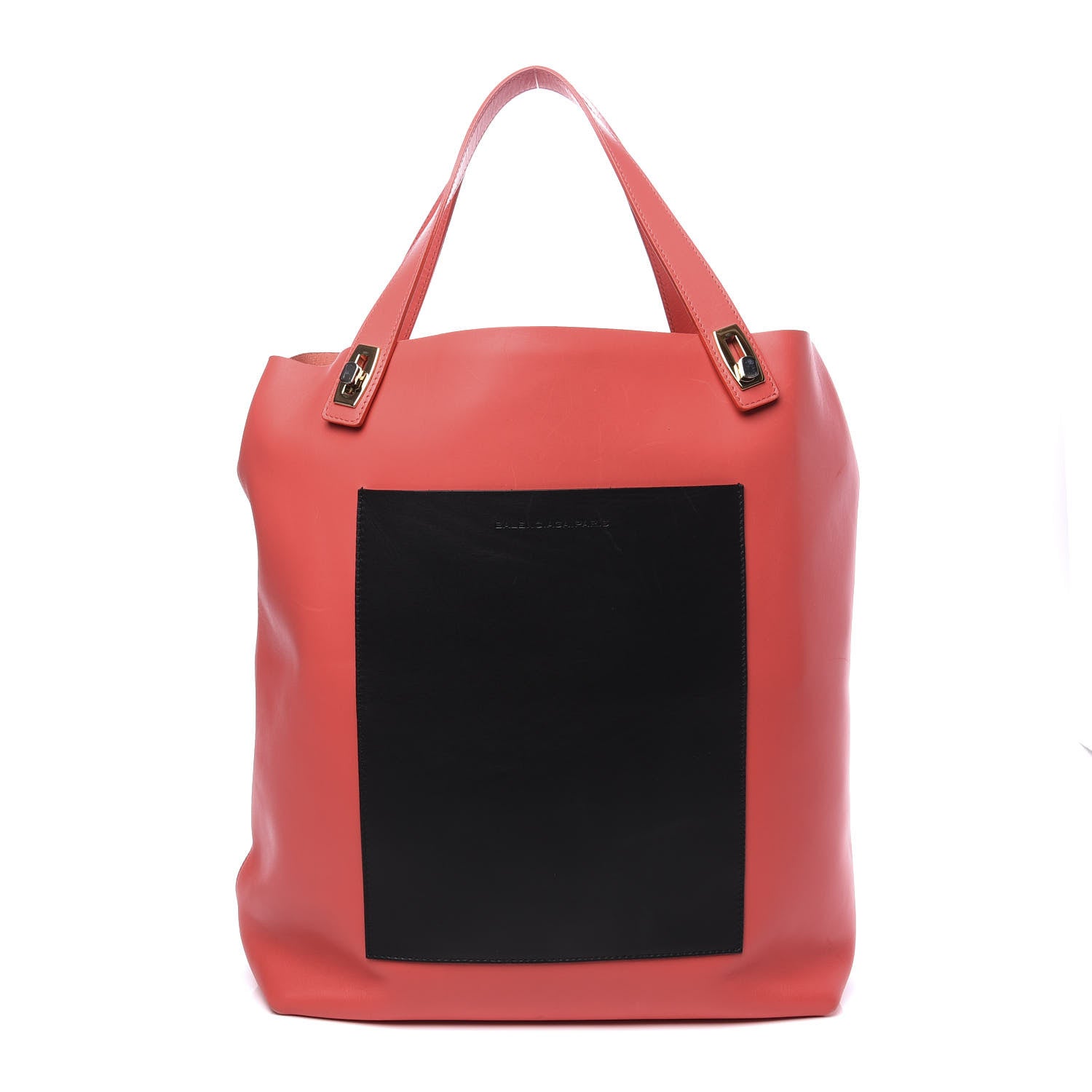 Balenciaga Calfskin Pocket Tote M Coral Black 1 of 9