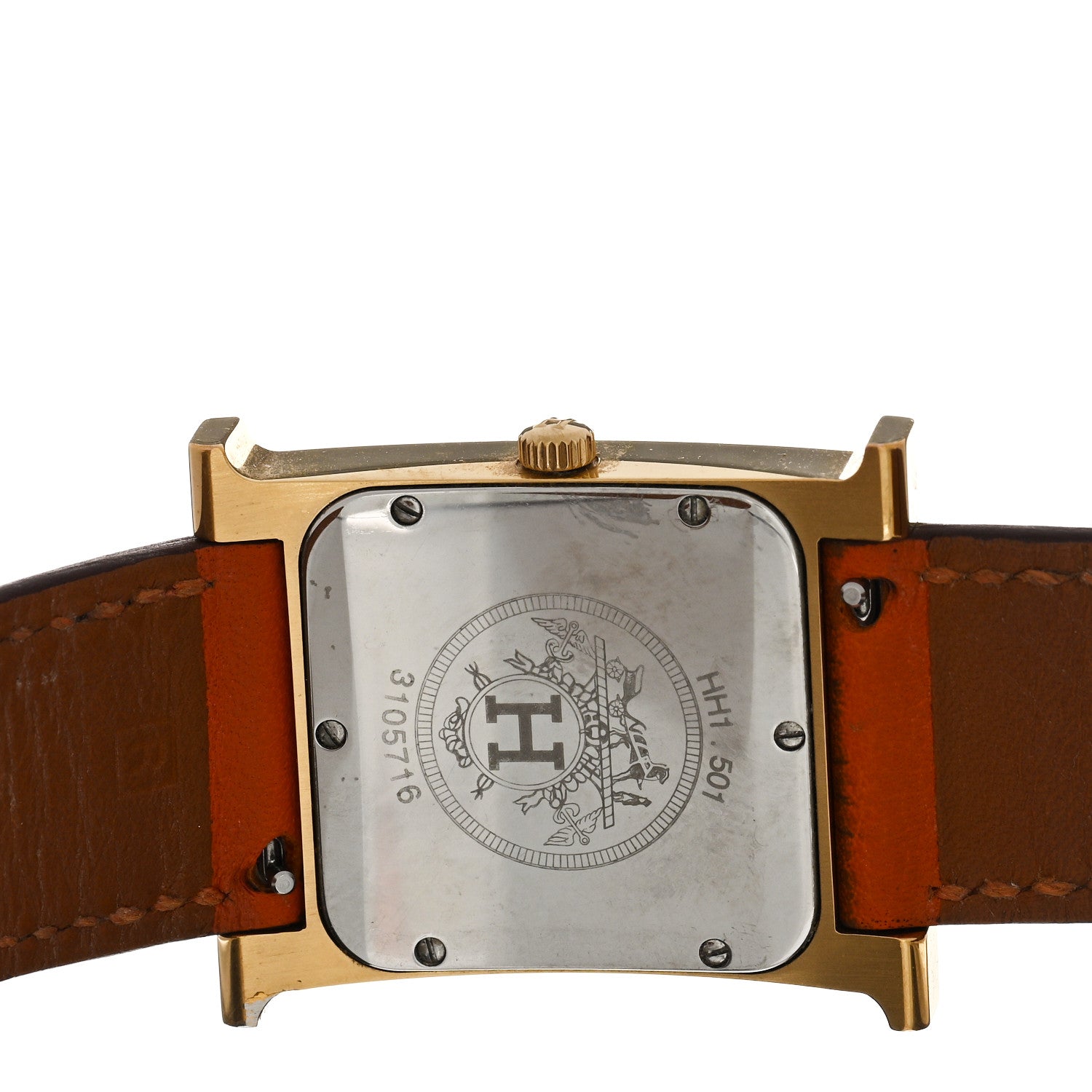 Hermes Stainless Steel Swift 26mm Heure H Hour Quartz Watch Orange 4 of 5
