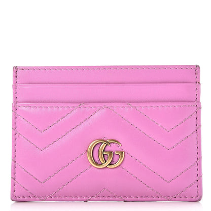 Gucci Calfskin Matelasse GG Marmont Card Holder Candy Mousse 1 of 7