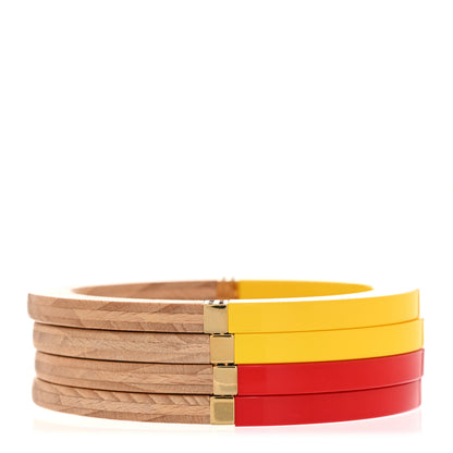 Louis Vuitton Lacquer Wood Crystal Bangle Bracelet Set of 4 Yellow Red 1 of 9