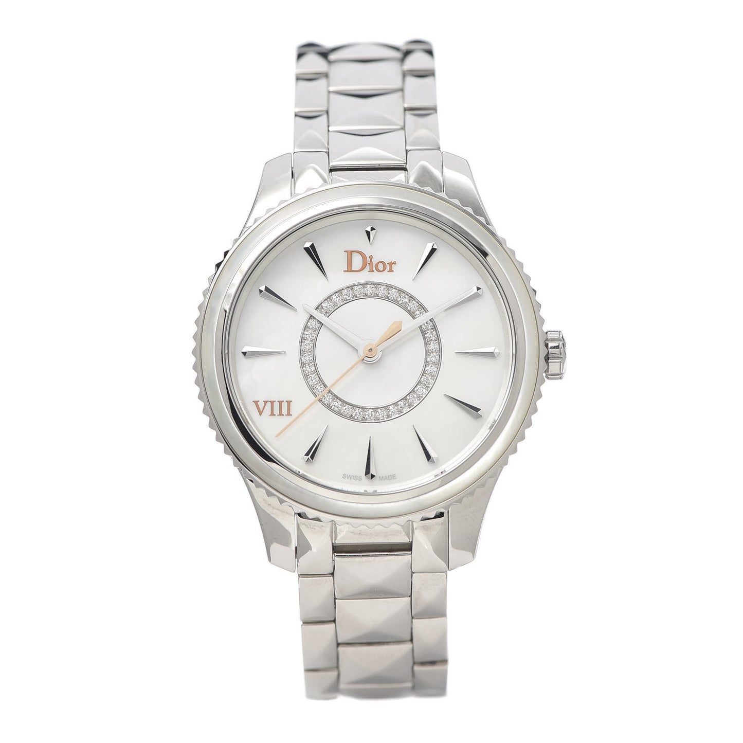 Stainless Steel Diamond Mother of Pearl 32mm Dior VIII Montaigne Quartz Watch