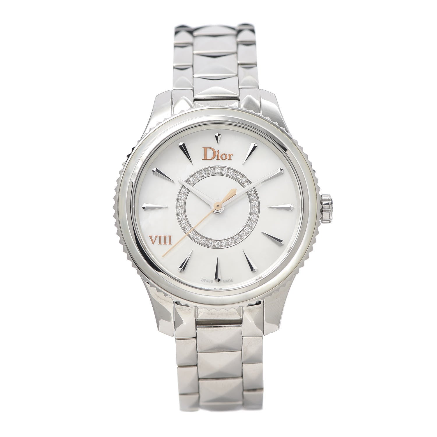 Christian Dior Stainless Steel Diamond Mother of Pearl 32mm Dior VIII Montaigne Quartz Watch 1 of 7