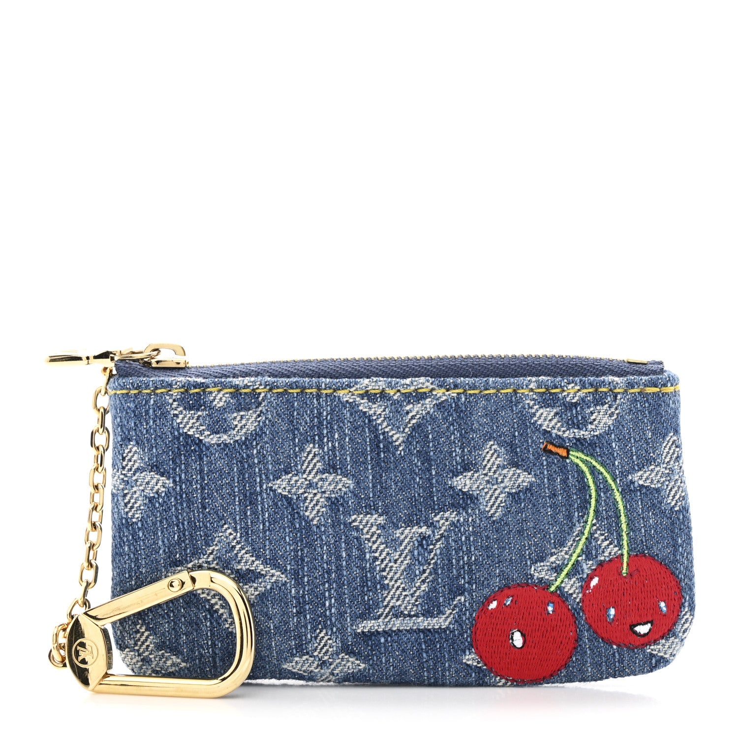 Louis Vuitton LV X TM Monogram Denim Cerises Key Pouch Blue 1 of 7