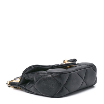 Chanel Calfskin Quilted Lady Handle Flap Card Holder With Chain Black 4 of 14