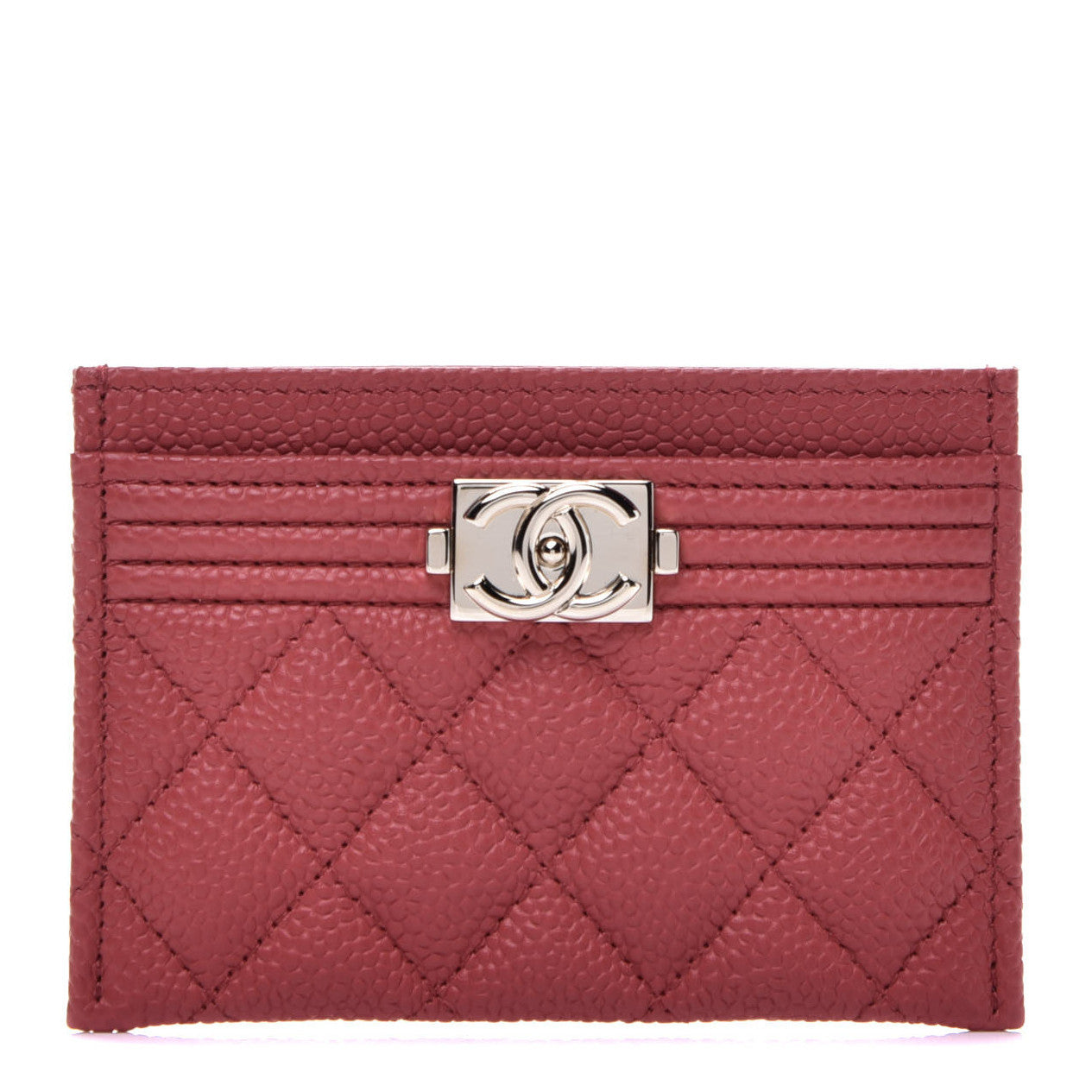 Chanel Caviar Quilted Boy Card Holder Red 1 of 8