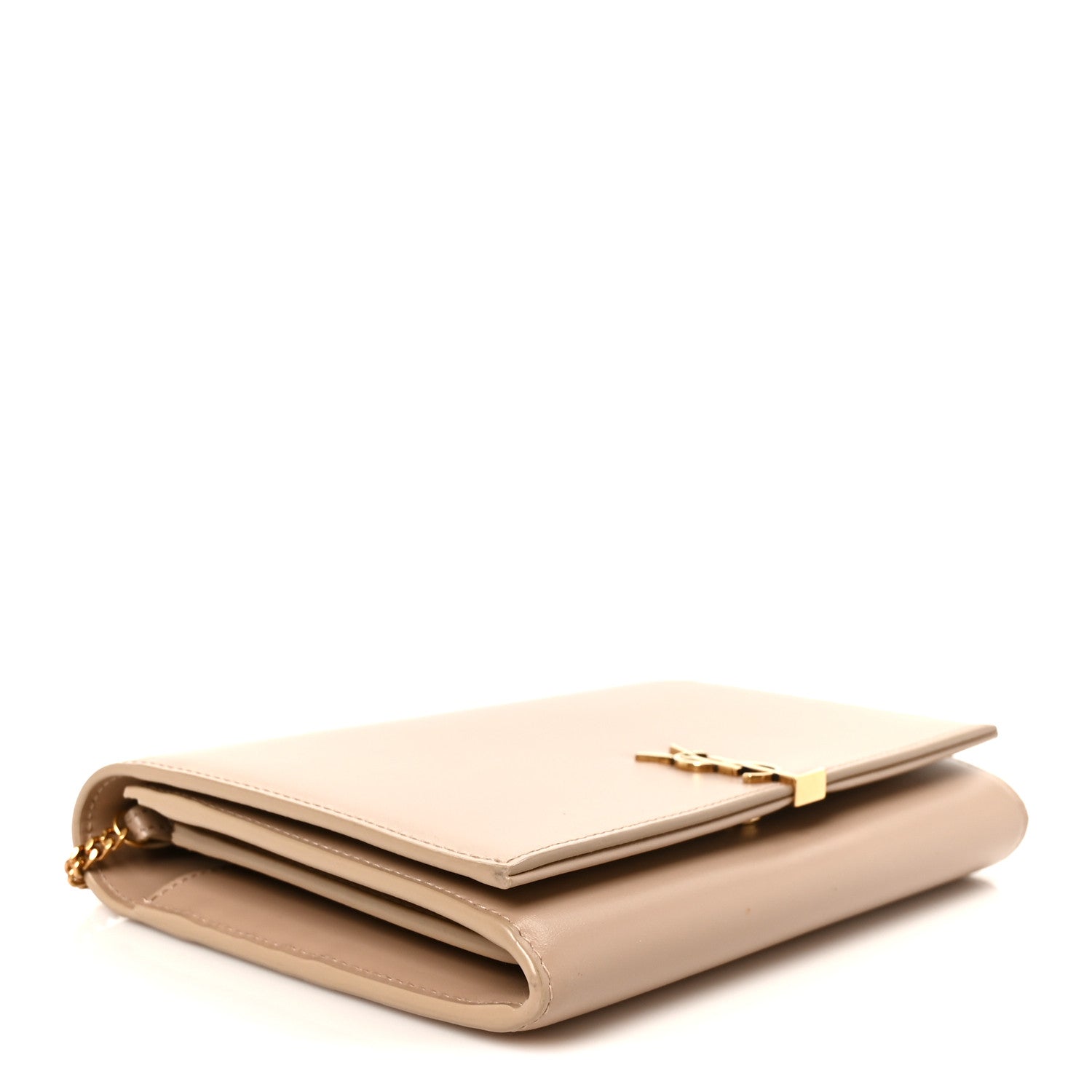 Saint Laurent Glossy Calfskin Monogram Chain Wallet Dark Beige 4 of 10