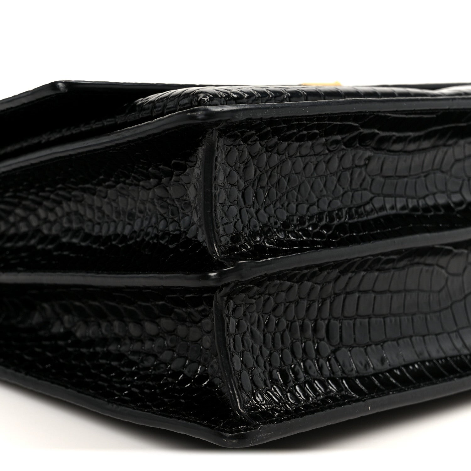Saint Laurent Calfskin Crocodile Embossed Large Monogram Sunset Black 11 of 12