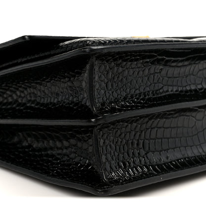Saint Laurent Calfskin Crocodile Embossed Large Monogram Sunset Black 11 of 12
