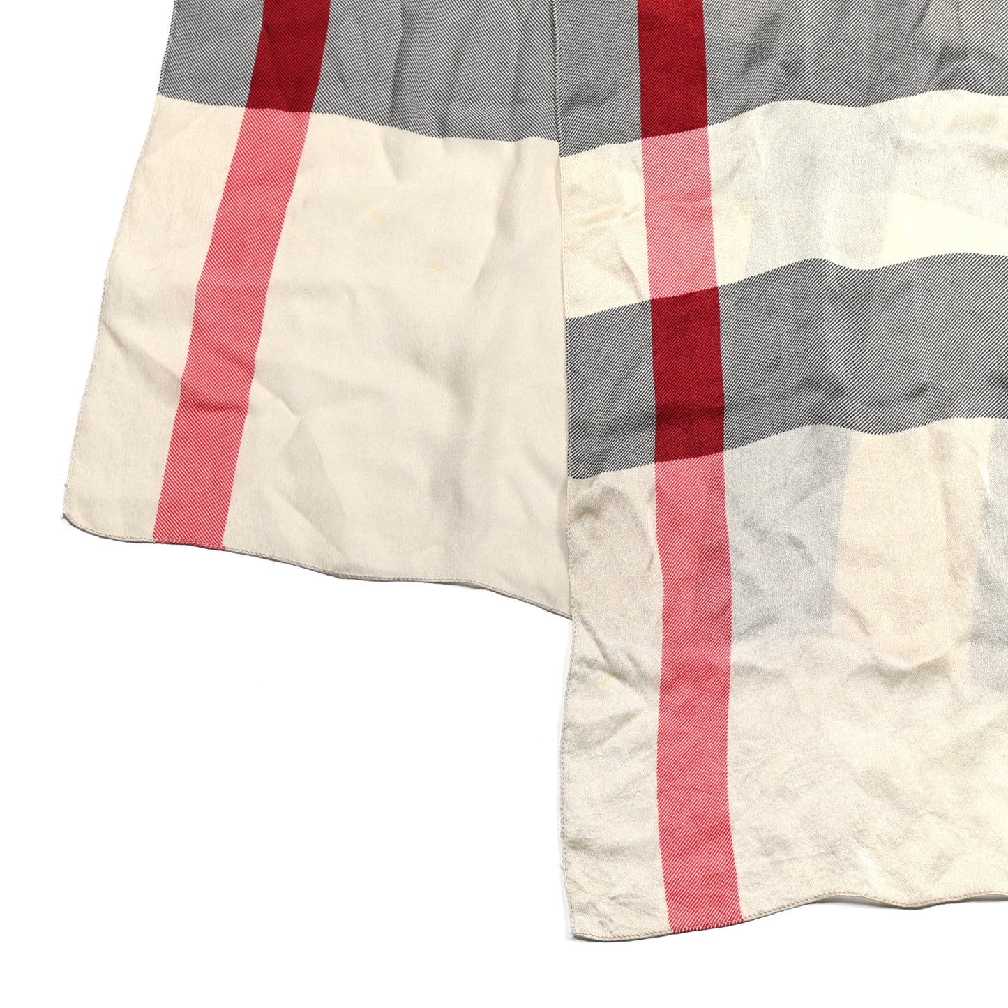 Silk Giant Check Scarf Ivory