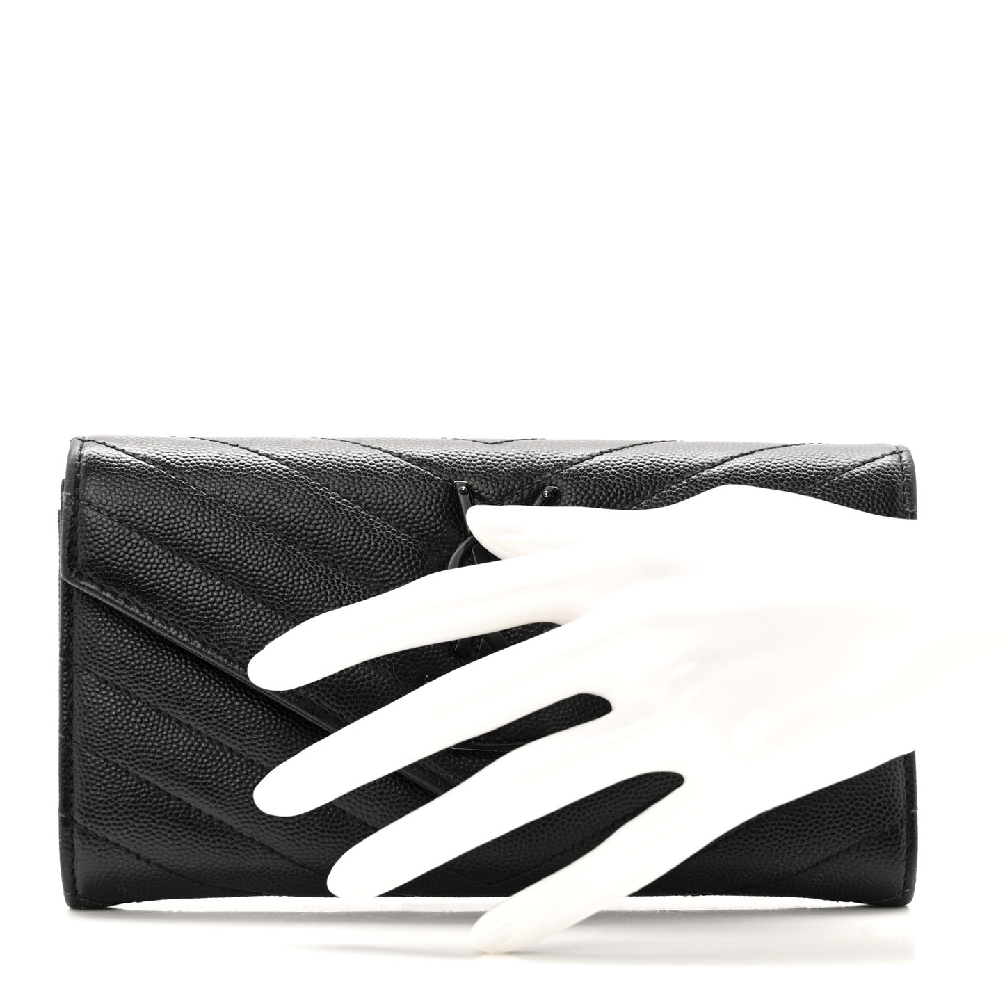 Grain De Poudre Matelasse Chevron Monogram Flap Wallet Black