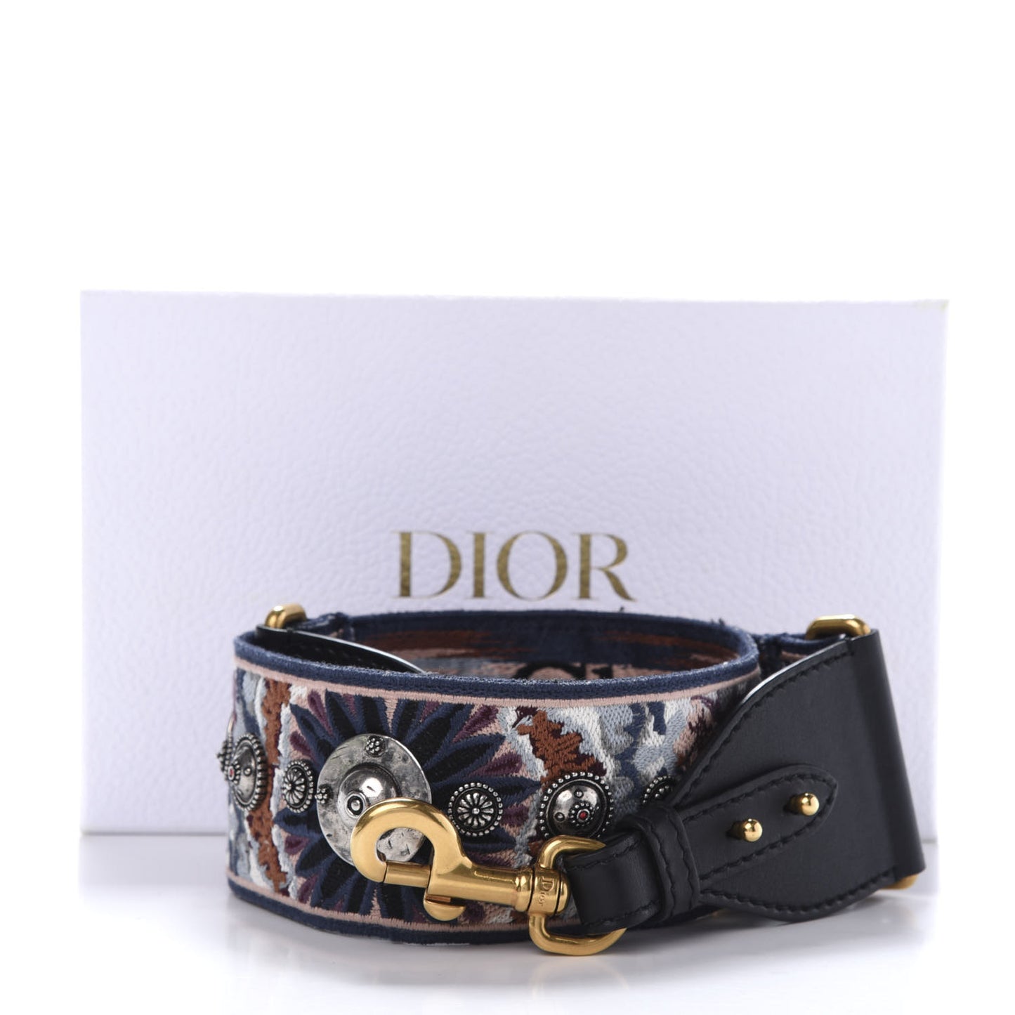 Canvas Embroidered Studded KaleiDiorscopic Shoulder Strap Multicolor